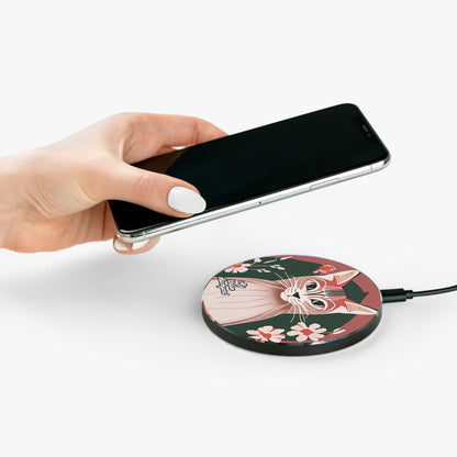 Art Deco Tabby, 10W Wireless Charger for iPhone, Android, Earbuds