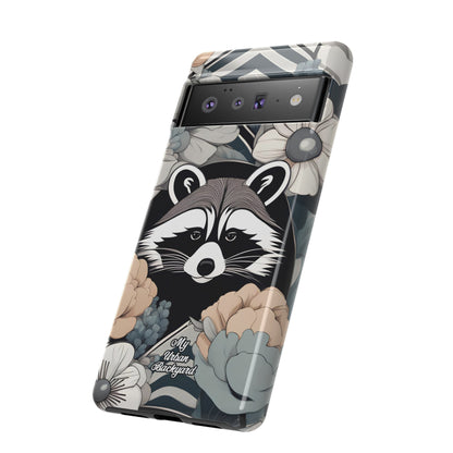 Art Deco Raccoon with Flowers, Cell Phone Case - Apple, Samsung, or Google Pixel