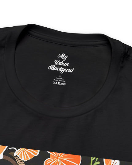 Goat with Orange Flowers, Soft 100% Jersey Cotton T-Shirt, Unisex, Short Sleeve, Retail Fit