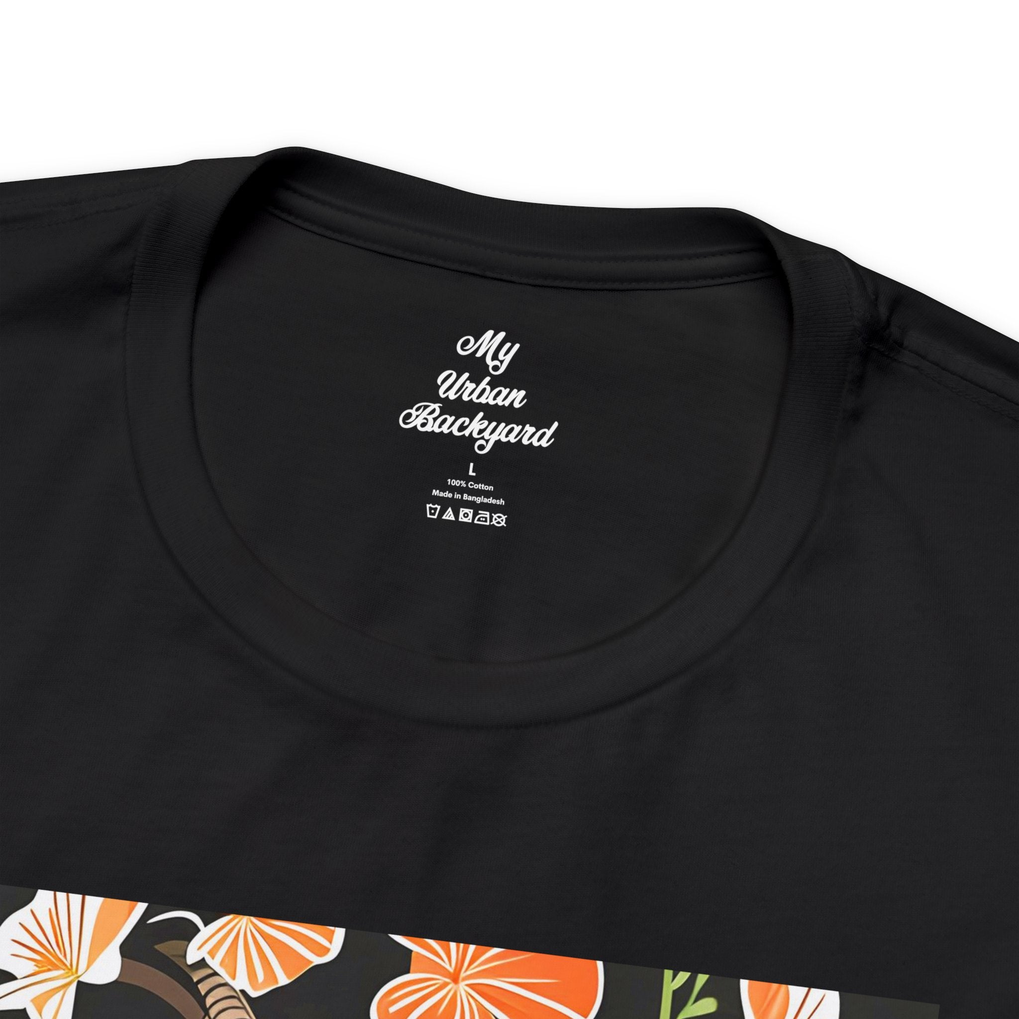 Goat with Orange Flowers, 100% Jersey Cotton T-Shirt