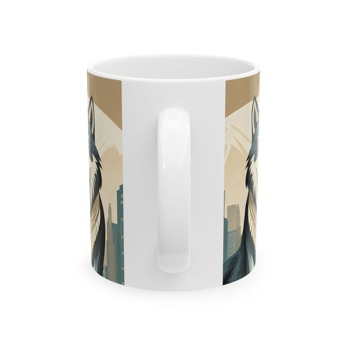 Art Deco Wolf Ceramic Mug