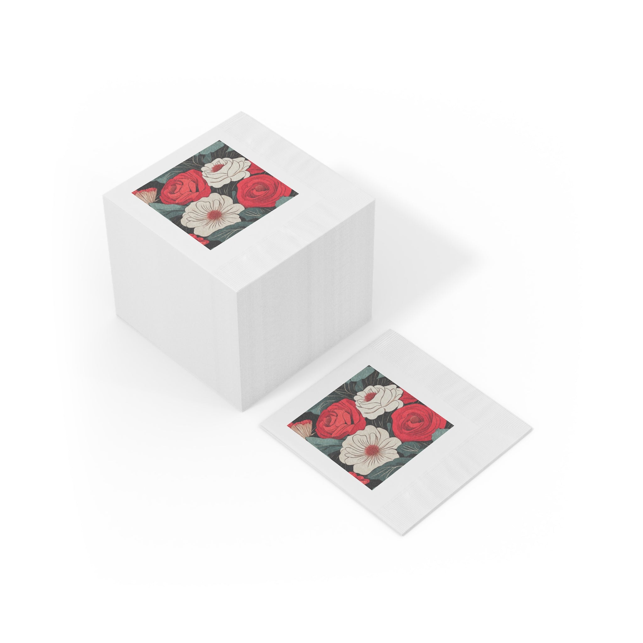 Red and White Floral Napkins