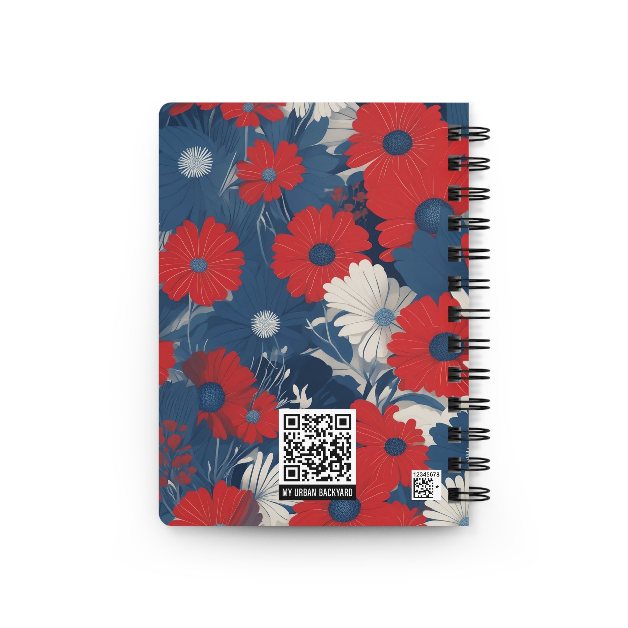 Red, White & Blue Floral Spiral Journal