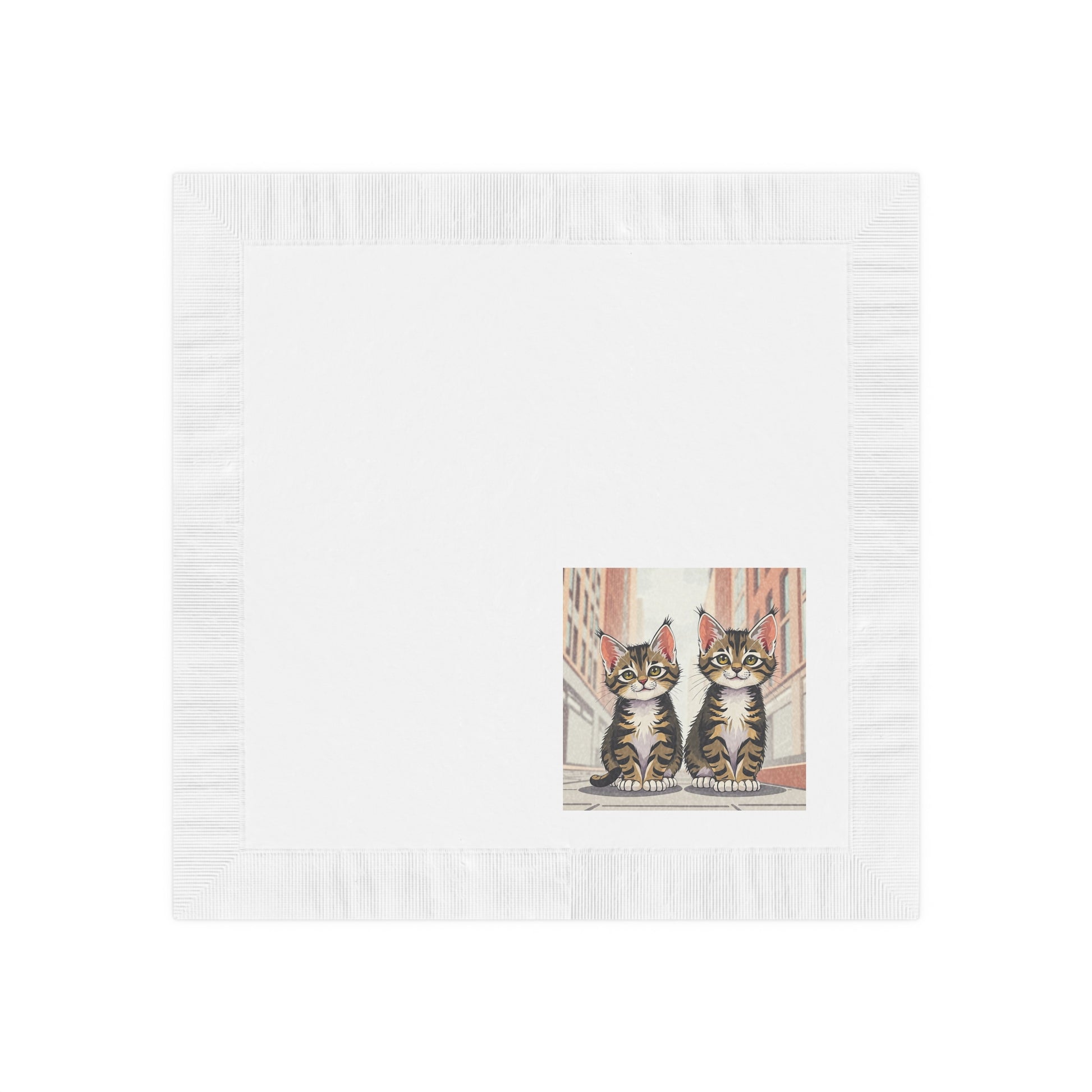 Cute Tabby Kittens Cocktail Napkins — Pack of Decorative White Party Napkins, 2 sizes, Pack of 50 or 100