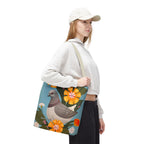 Pigeon and Yellow Flowers Tote Bag with Cotton Handles For Everyday Use, 3 Sizes
