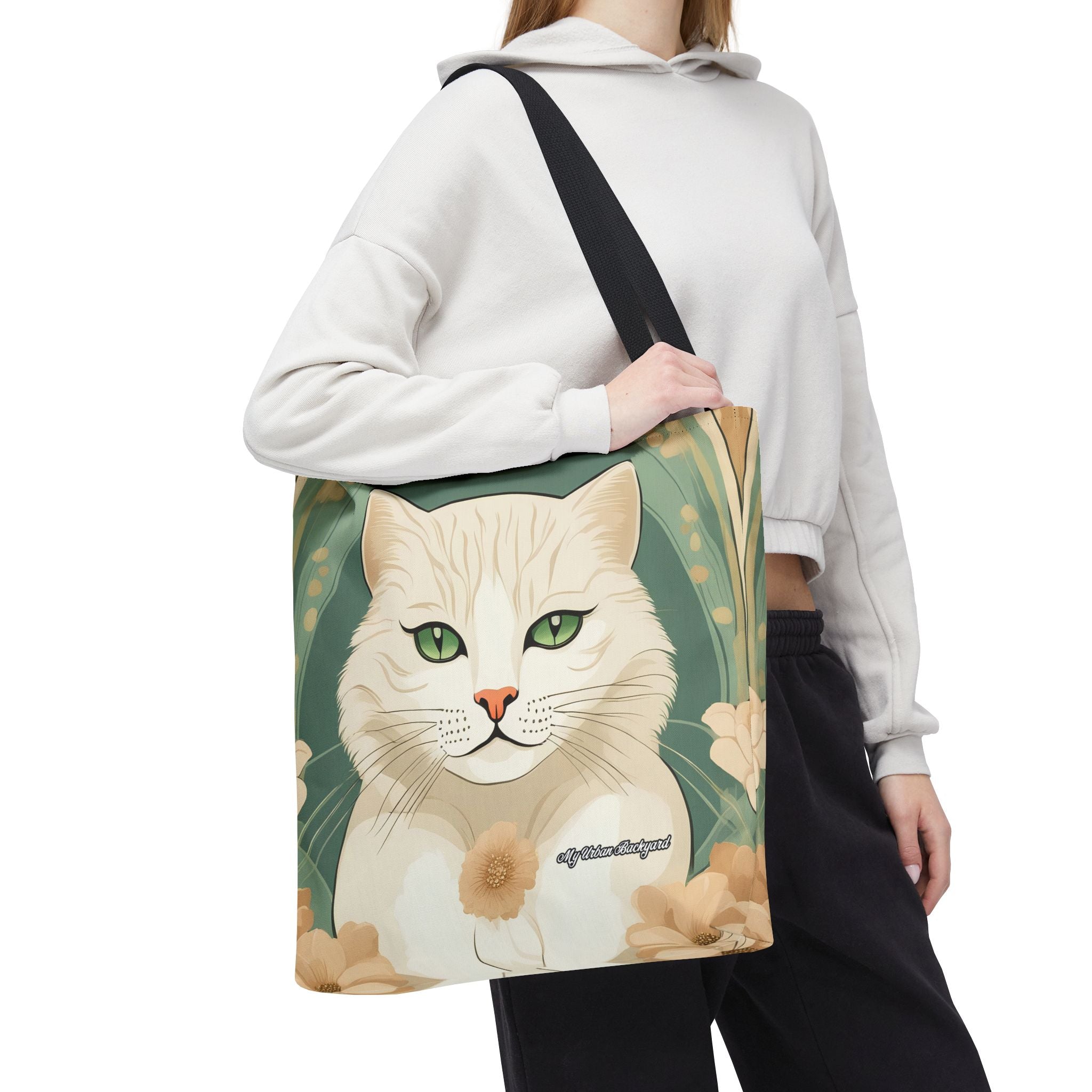 Blanca Purrington, Cat Tote Bag with Cotton Handles For Everyday Use, 3 Sizes