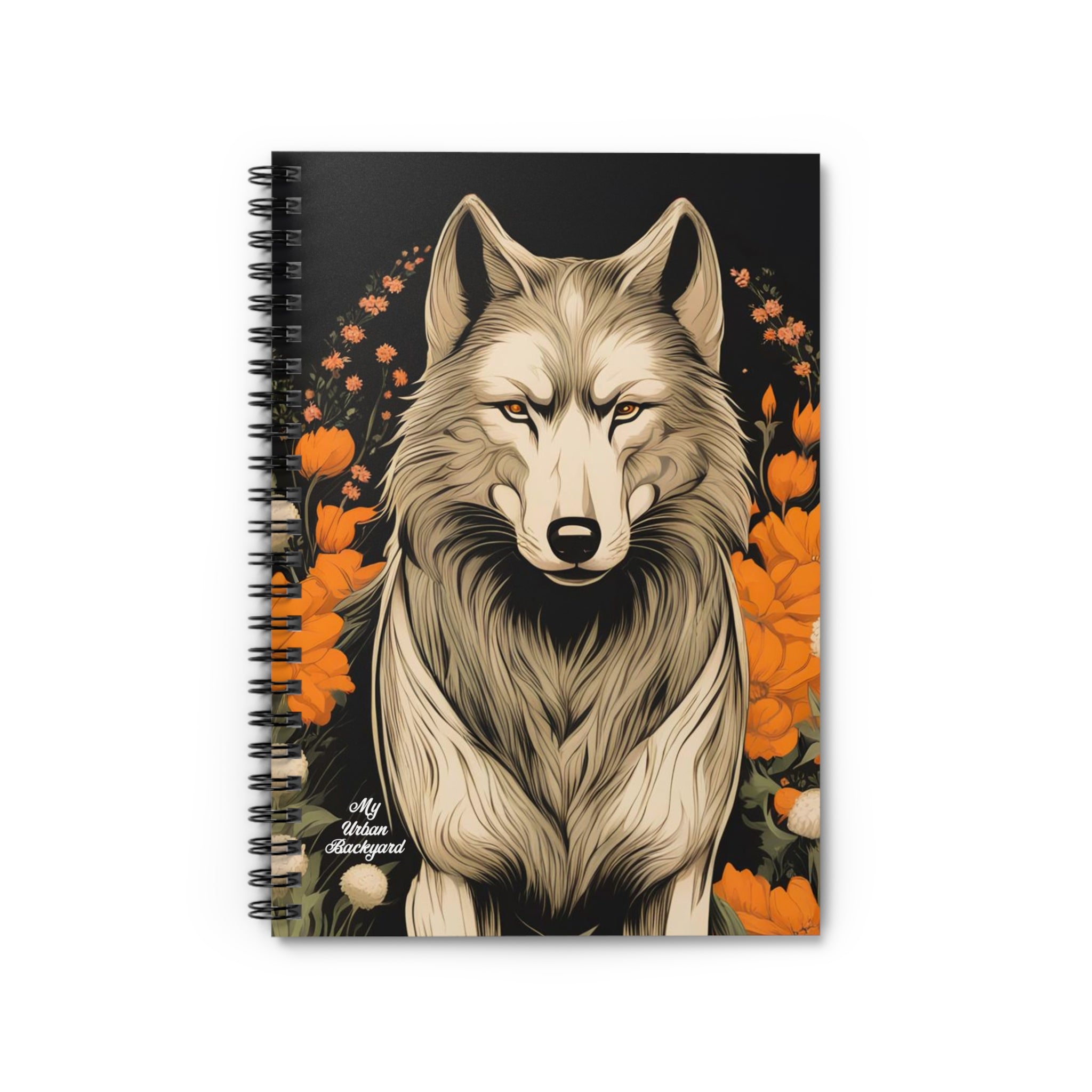 Wolf with Flowers, Spiral Notebook Journal - Write in Style