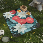 Floral Picnic Blanket - Perfect for Outdoor Gatherings and Celebrations, Water-Resistant Bottom, 51" × 61"