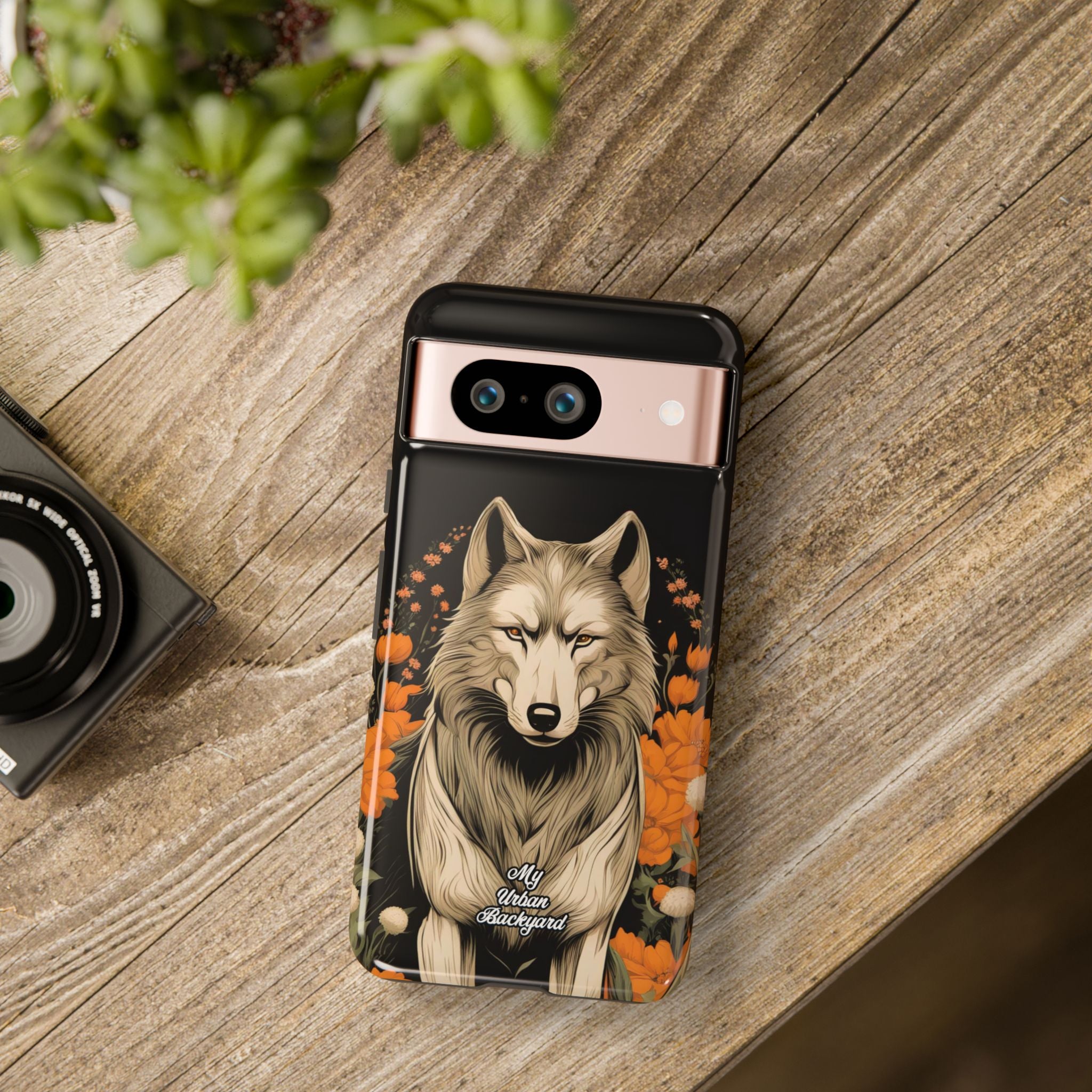 Wolf with Flowers, Animal Cell Phone Case - Apple, Samsung, Google Pixel