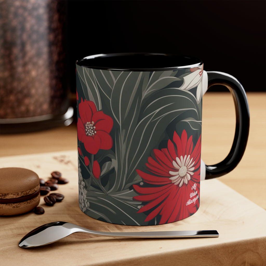 Red and White Flowers, Ceramic Mug - Perfect for Coffee, Tea, and More!