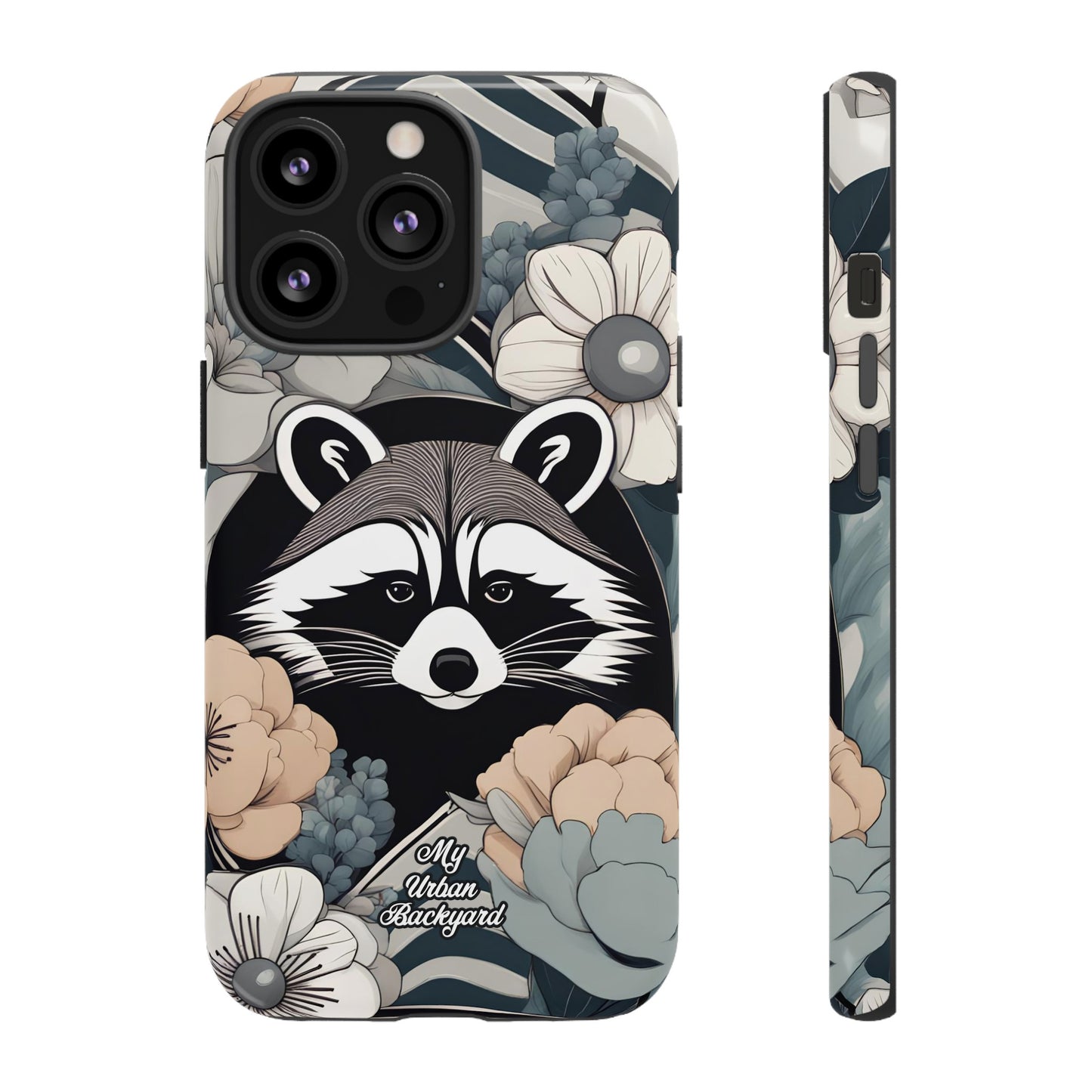 Art Deco Raccoon with Flowers, Cell Phone Case - Apple, Samsung, or Google Pixel