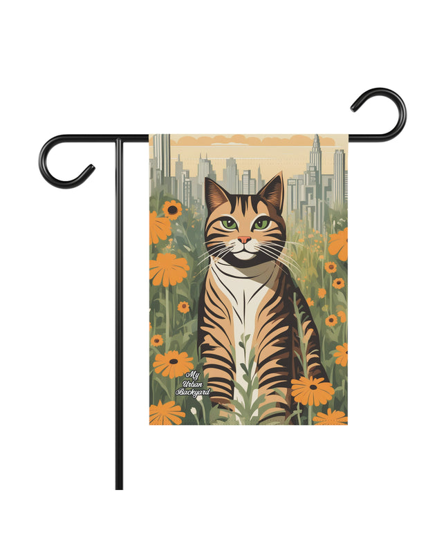 Finn Purrington, Cat Garden Flag for Yard, Patio, Porch, or Work, 12"x18" - Flag only