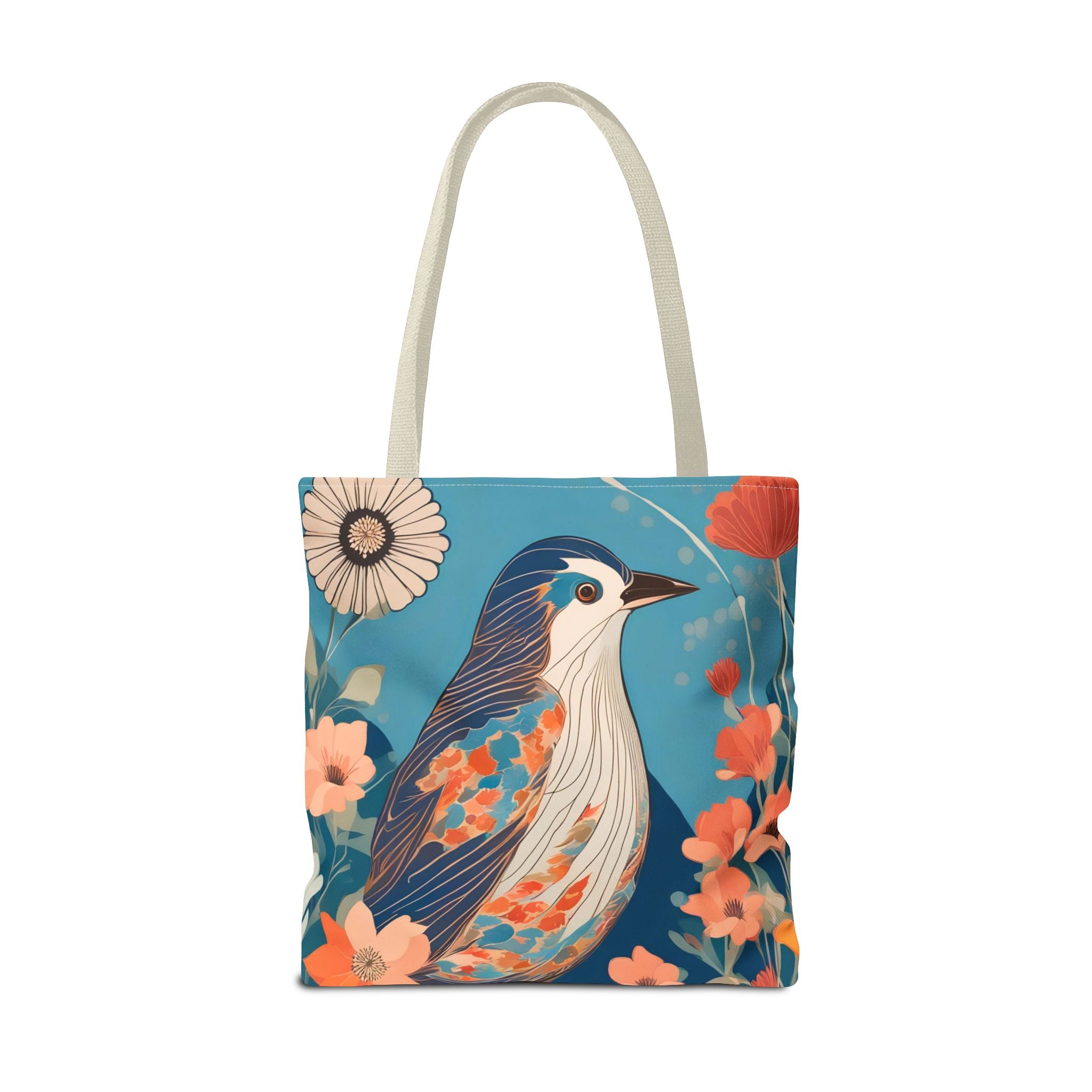 Colorful Bird, Everyday Tote Bag w Cotton Handles