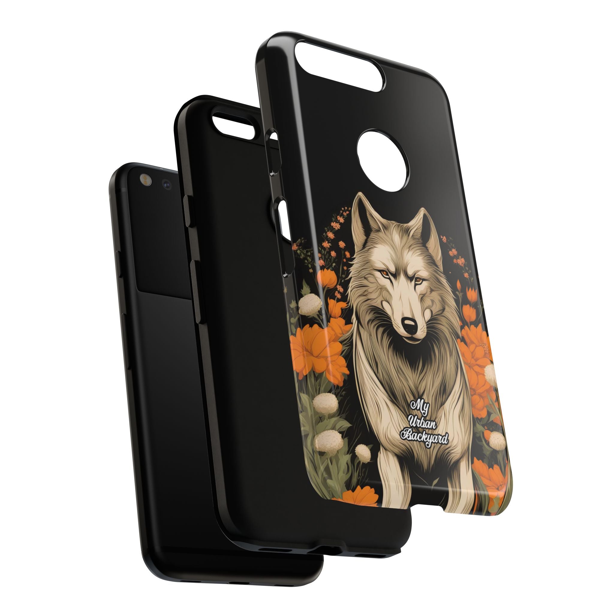Wolf with Flowers, Animal Cell Phone Case - Apple, Samsung, Google Pixel