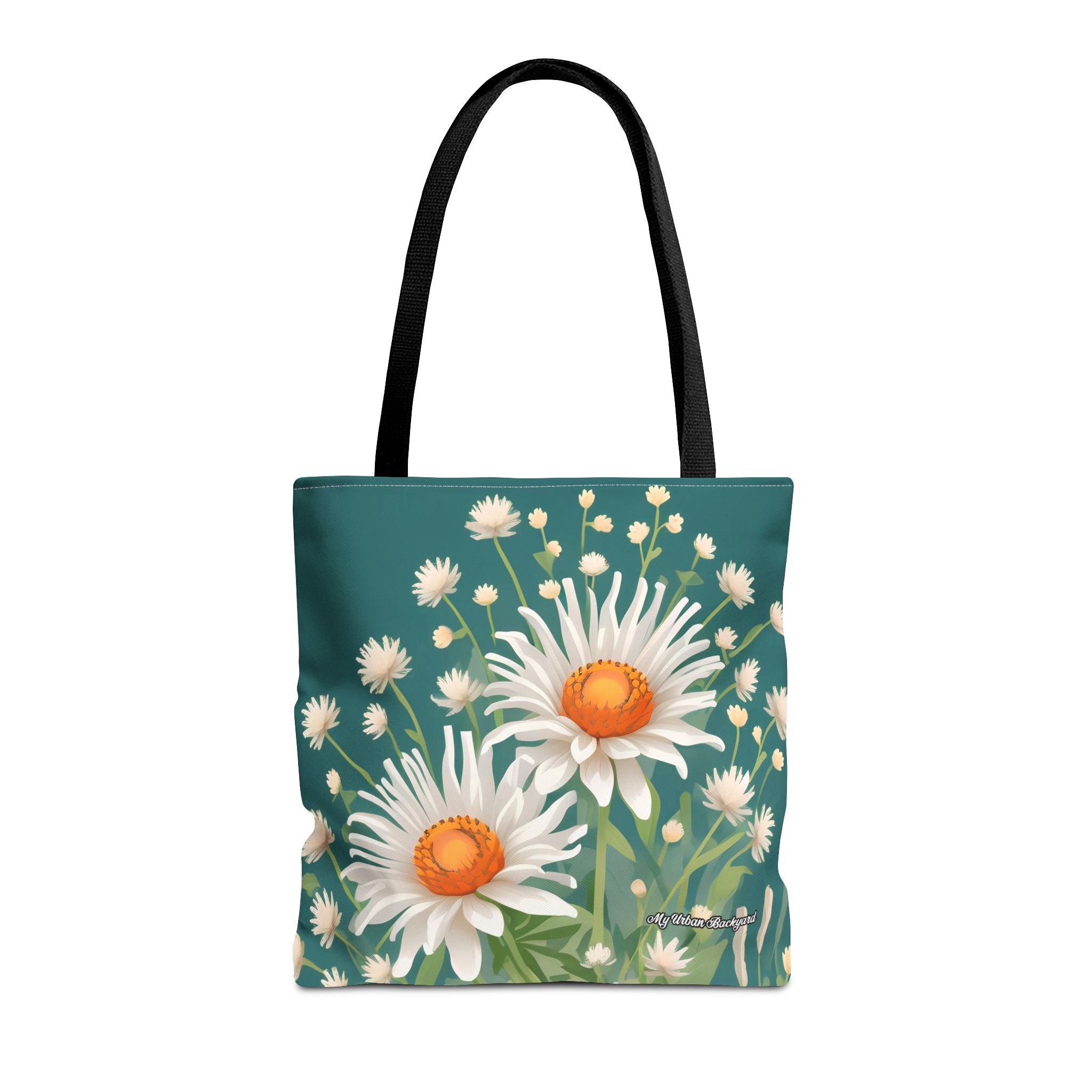 White Flowers Tote Bag with Cotton Handles For Everyday Use, 3 Sizes