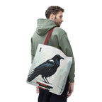 Winter Crow Tote Bag with Cotton Handles For Everyday Use, 3 Sizes