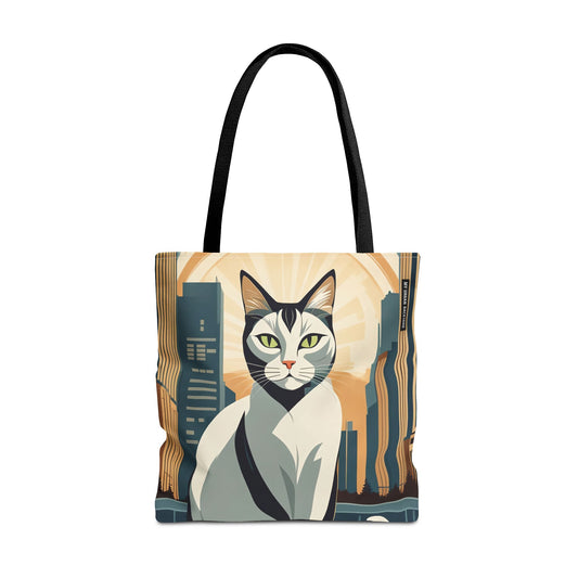 Art Deco Urban Cat Tote Bag