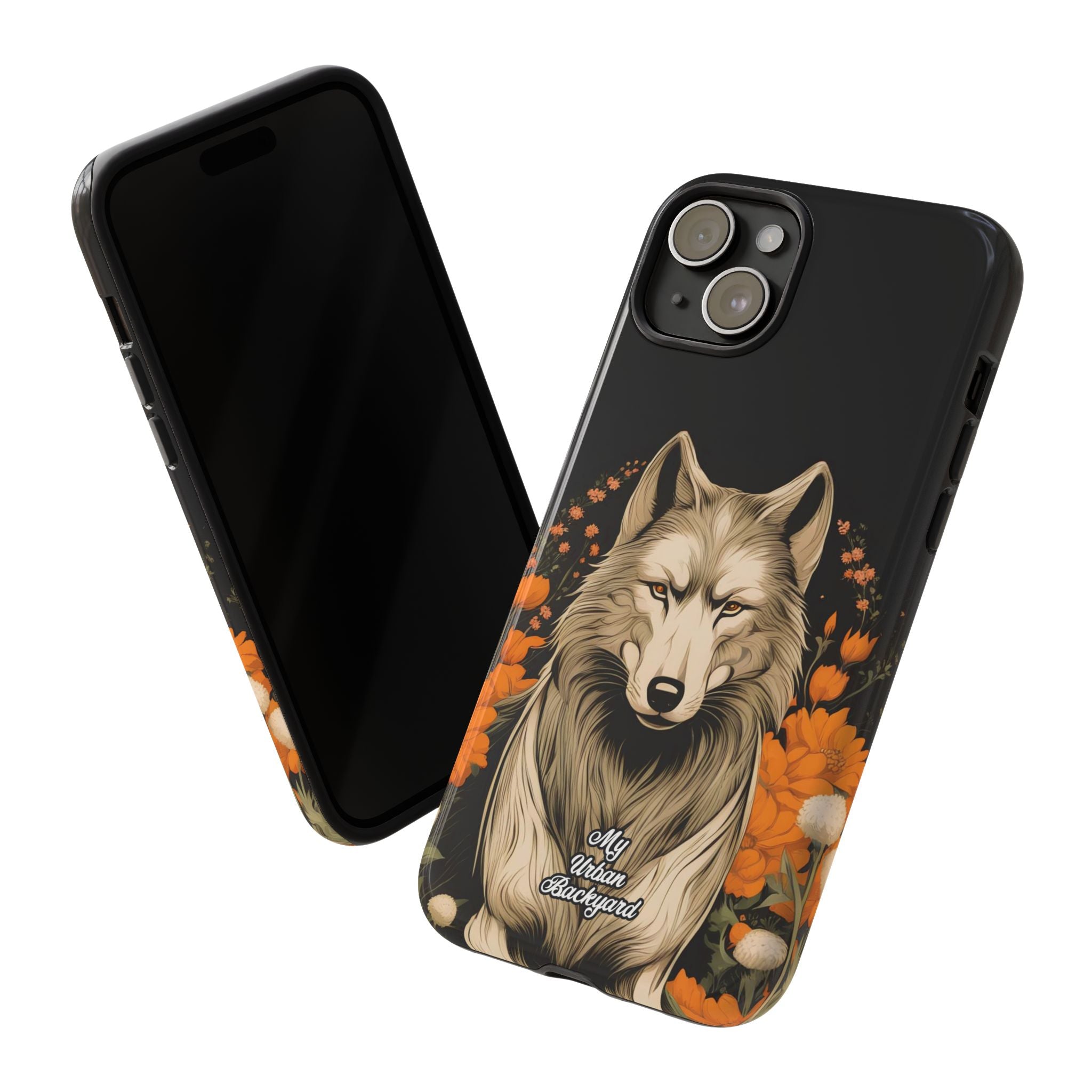 Wolf with Flowers, Animal Cell Phone Case - Apple, Samsung, Google Pixel