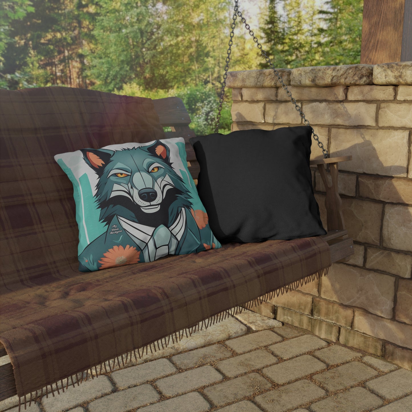 Vincent Blueclaw, Wolf Throw Pillow, Indoor/Outdoor Decor for Home or Office