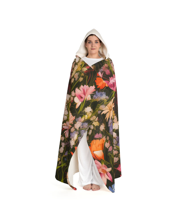 Field of Flowers, Cozy Hooded Sherpa Fleece Blanket
