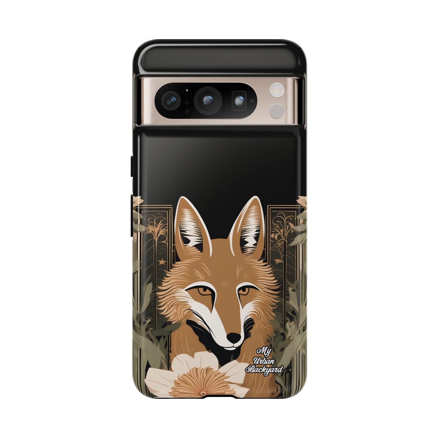 Art Deco Coyote with Flower, Cell Phone Case - Apple, Samsung or Google Pixel