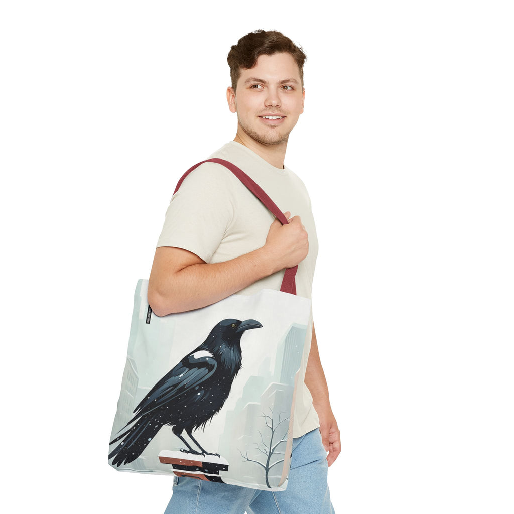 Winter Crow Tote Bag with Cotton Handles For Everyday Use, 3 Sizes