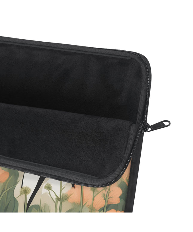 City Cat with Flowers, Laptop Carrying Case, Top Loading Sleeve for School or Work