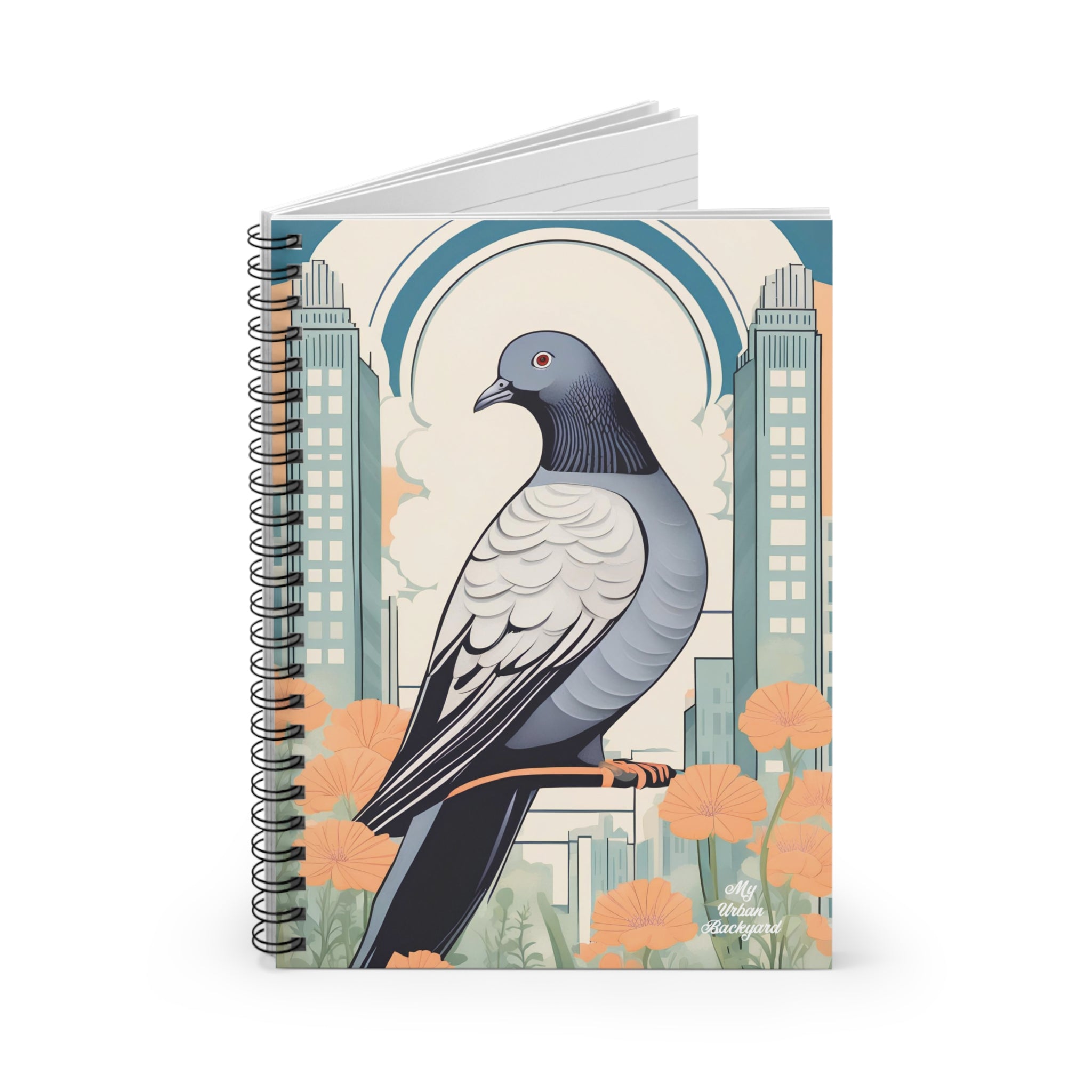 City Pigeon, Spiral Notebook Writing Journal - 118 Ruled Pages