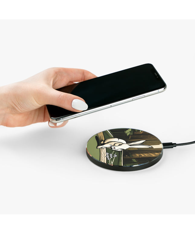 White Rabbit on a City Street, 10W Wireless Charger for iPhone, Android, Earbuds