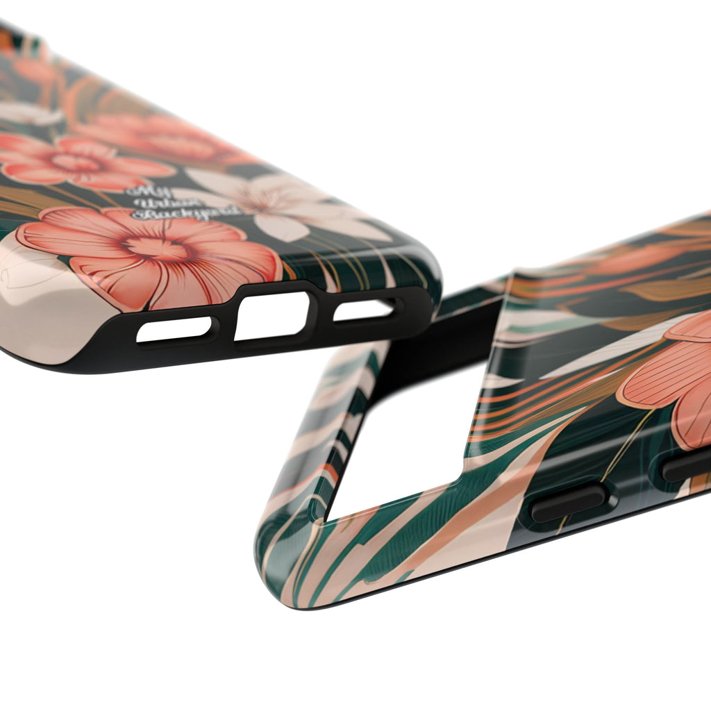 Peach Art Deco Flowers, Cell Phone Case - Apple, Samsung, Google Pixel