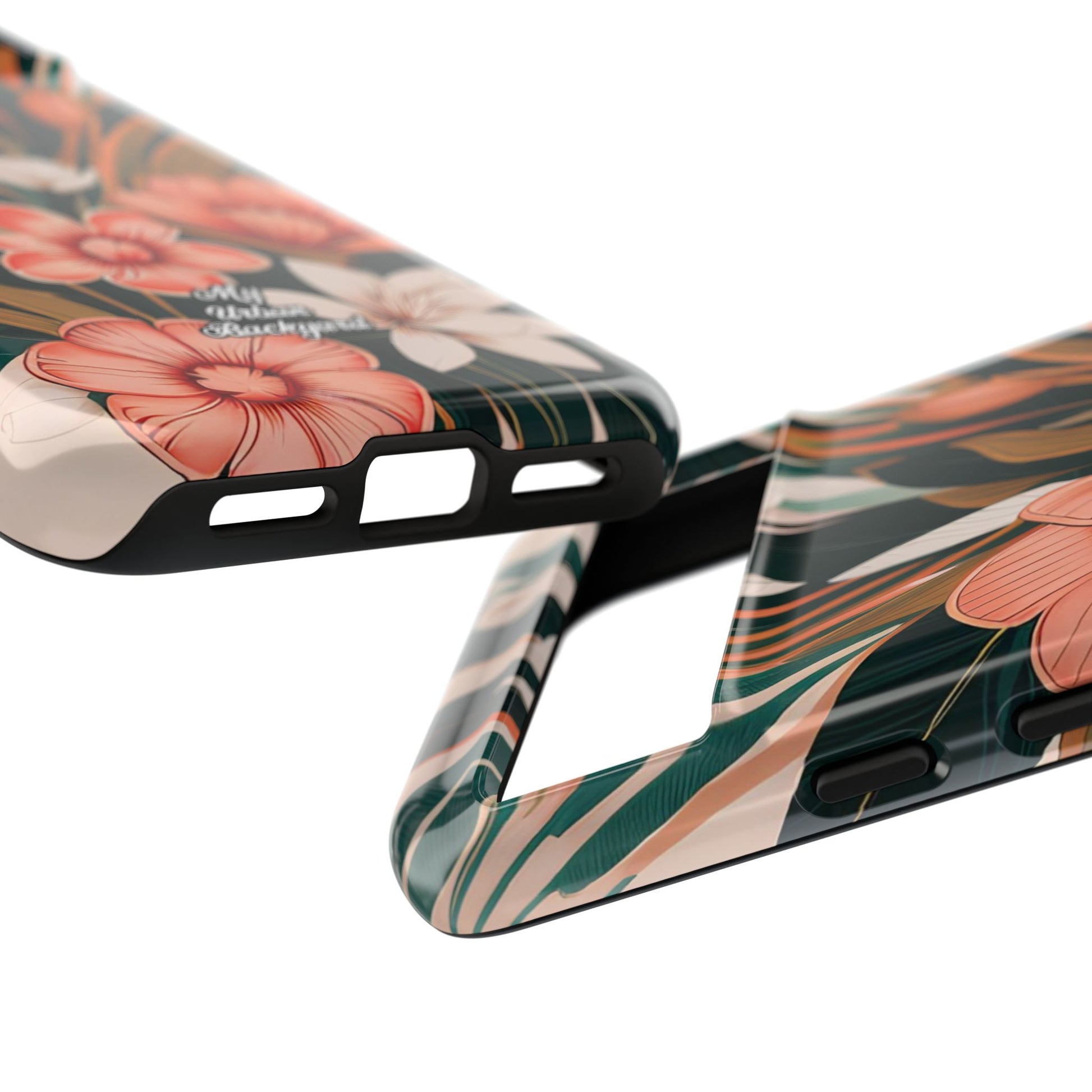 Peach Art Deco Flowers, Cell Phone Case - Apple, Samsung, Google Pixel