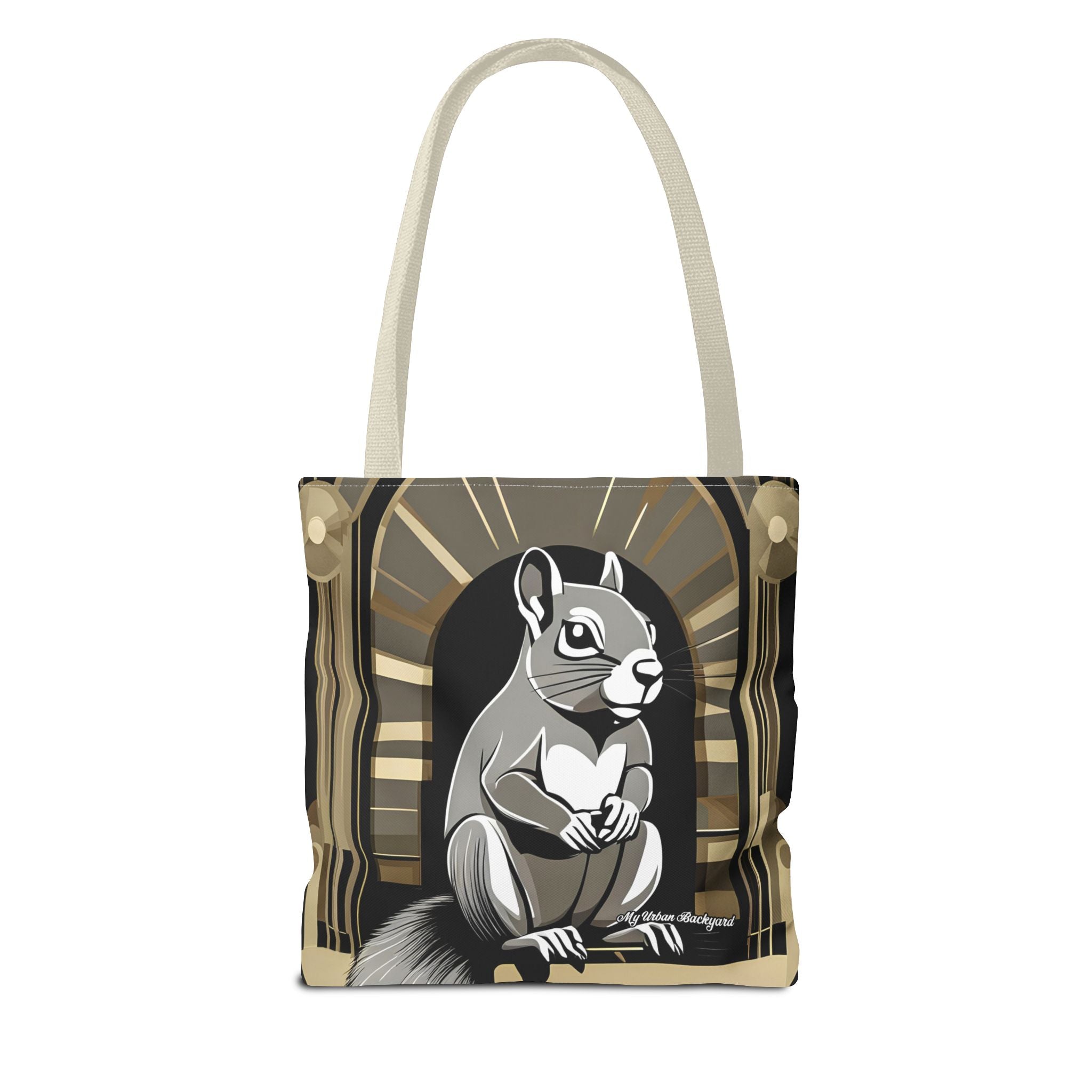 Art Deco Squirrel, Tote Bag with Cotton Handles For Everyday Use, 3 Sizes