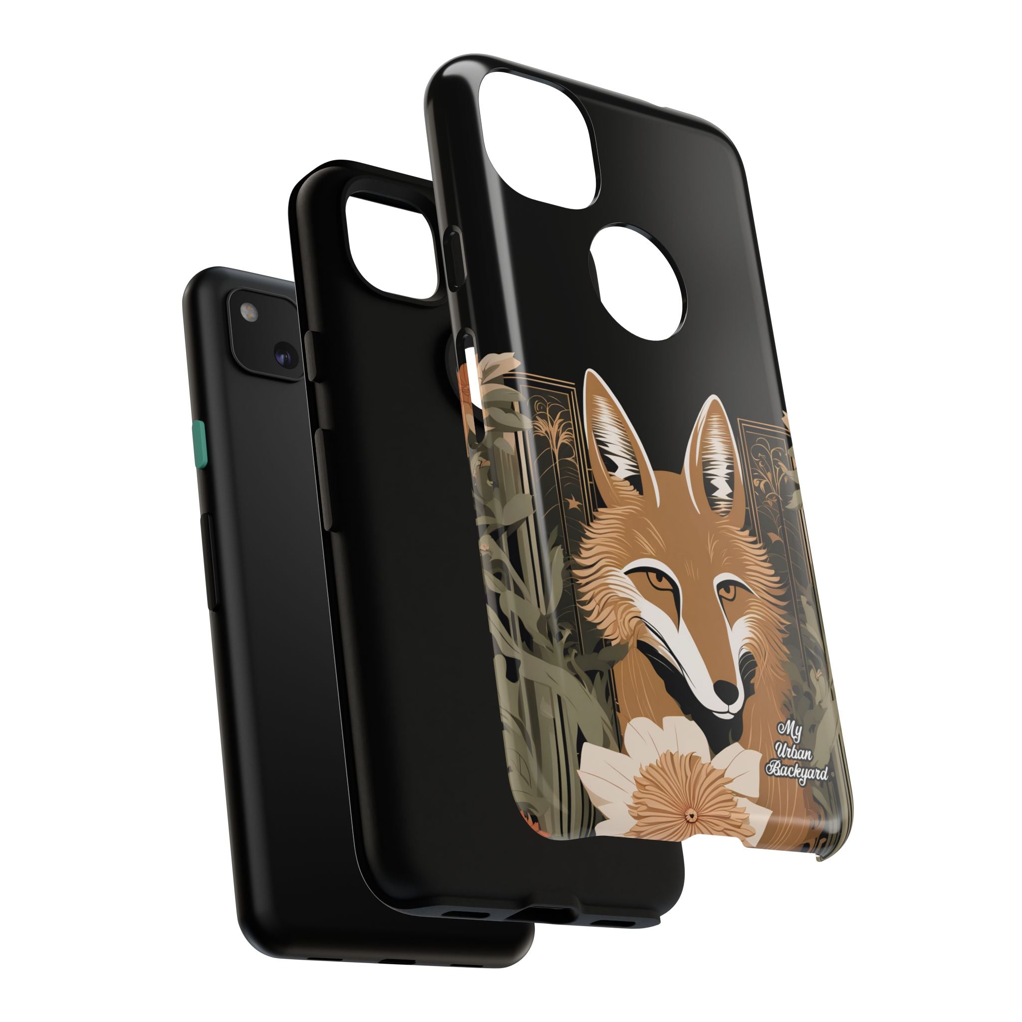 Art Deco Coyote with Flower, Cell Phone Case - Apple, Samsung, Google Pixel