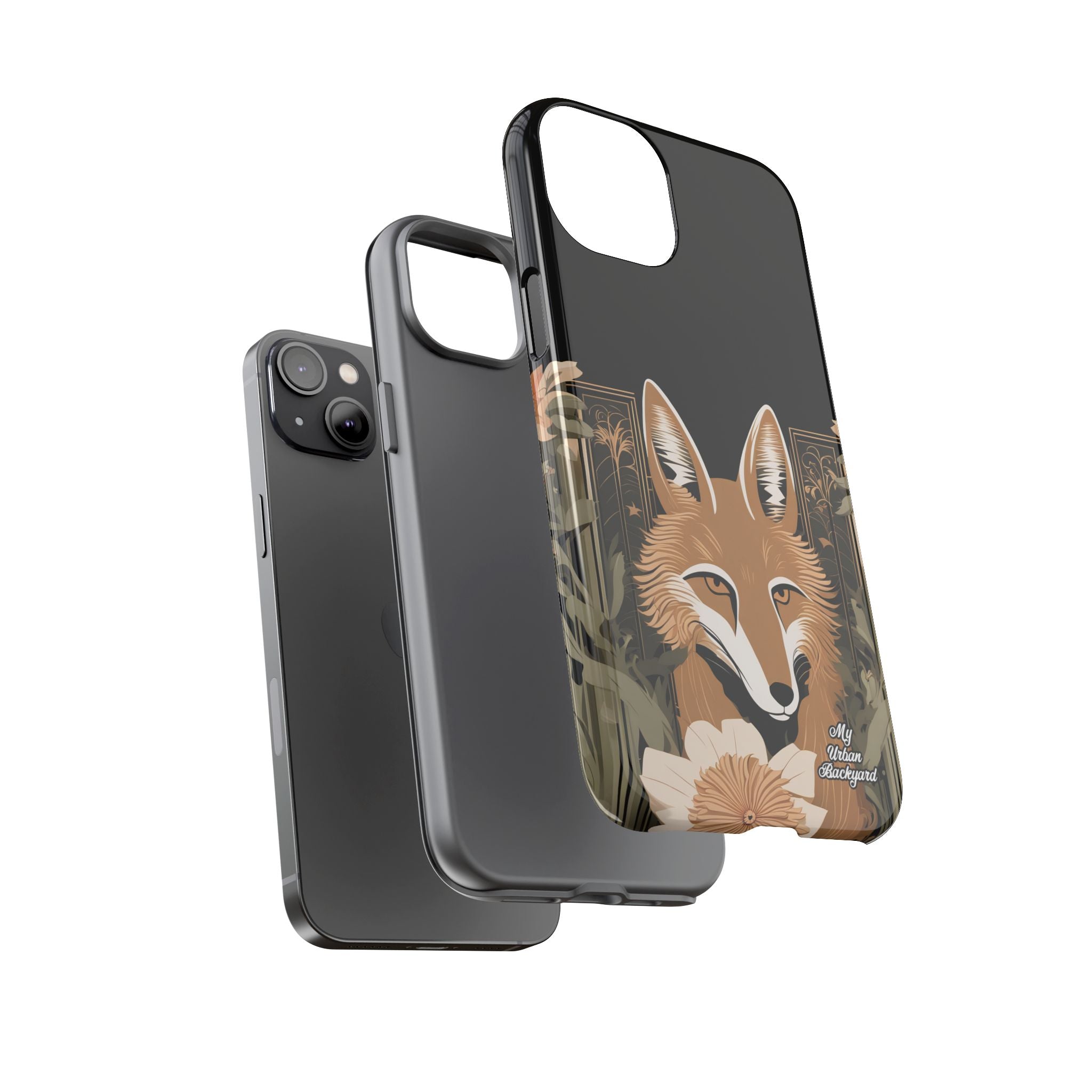 Art Deco Coyote with Flower, Cell Phone Case - Apple, Samsung, Google Pixel
