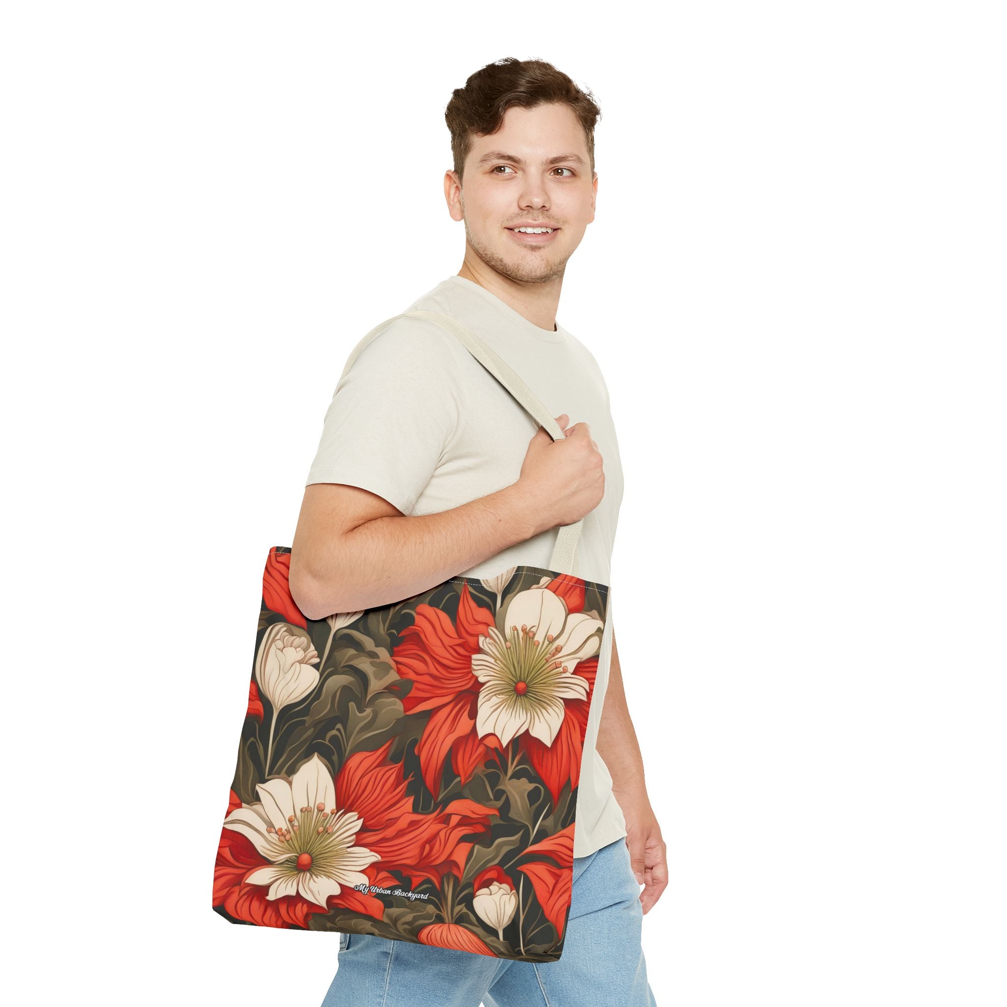 Holiday Flowers, Tote Bag with Cotton Handles