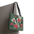 White and Red Wildflowers Tote Bag with Cotton Handles For Everyday Use, 3 Sizes
