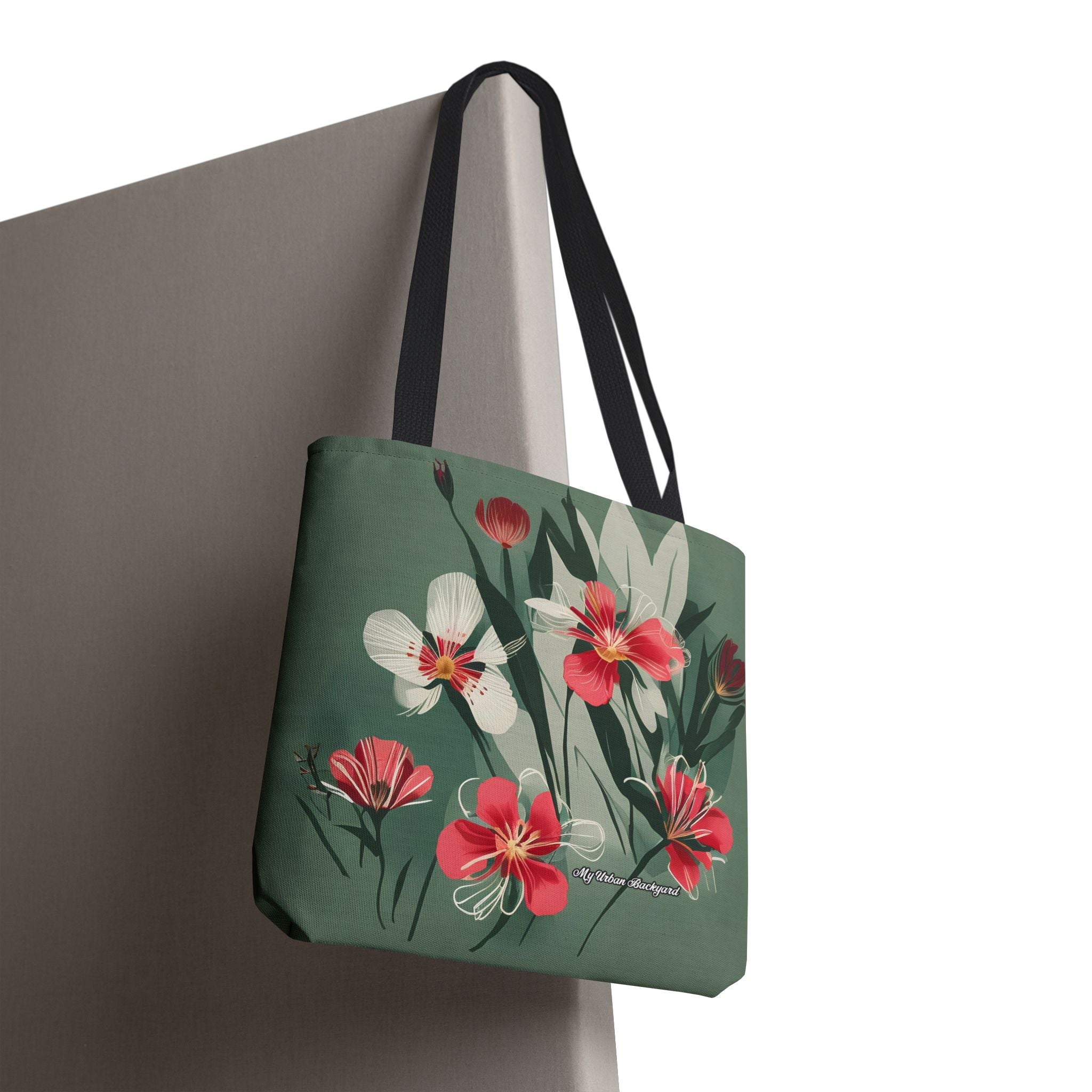 White and Red Wildflowers Tote Bag with Cotton Handles For Everyday Use, 3 Sizes