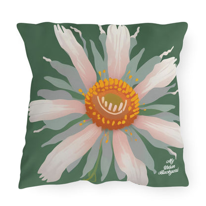 Large White Flower, Amber accent color, Indoor/Outdoor Throw Pillow Decor for Patio or Office