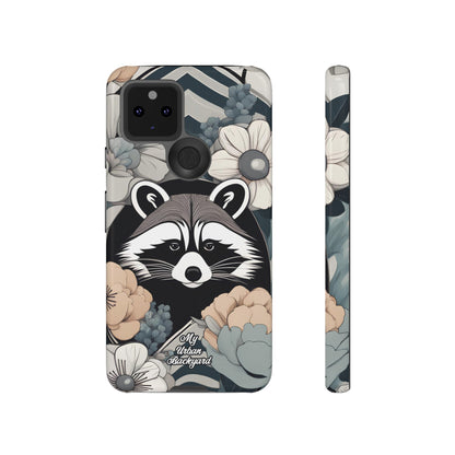 Art Deco Raccoon with Flowers, Cell Phone Case - Apple, Samsung, or Google Pixel