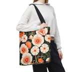 Art Deco Flowers Tote Bag with Cotton Handles For Everyday Use, 3 Sizes