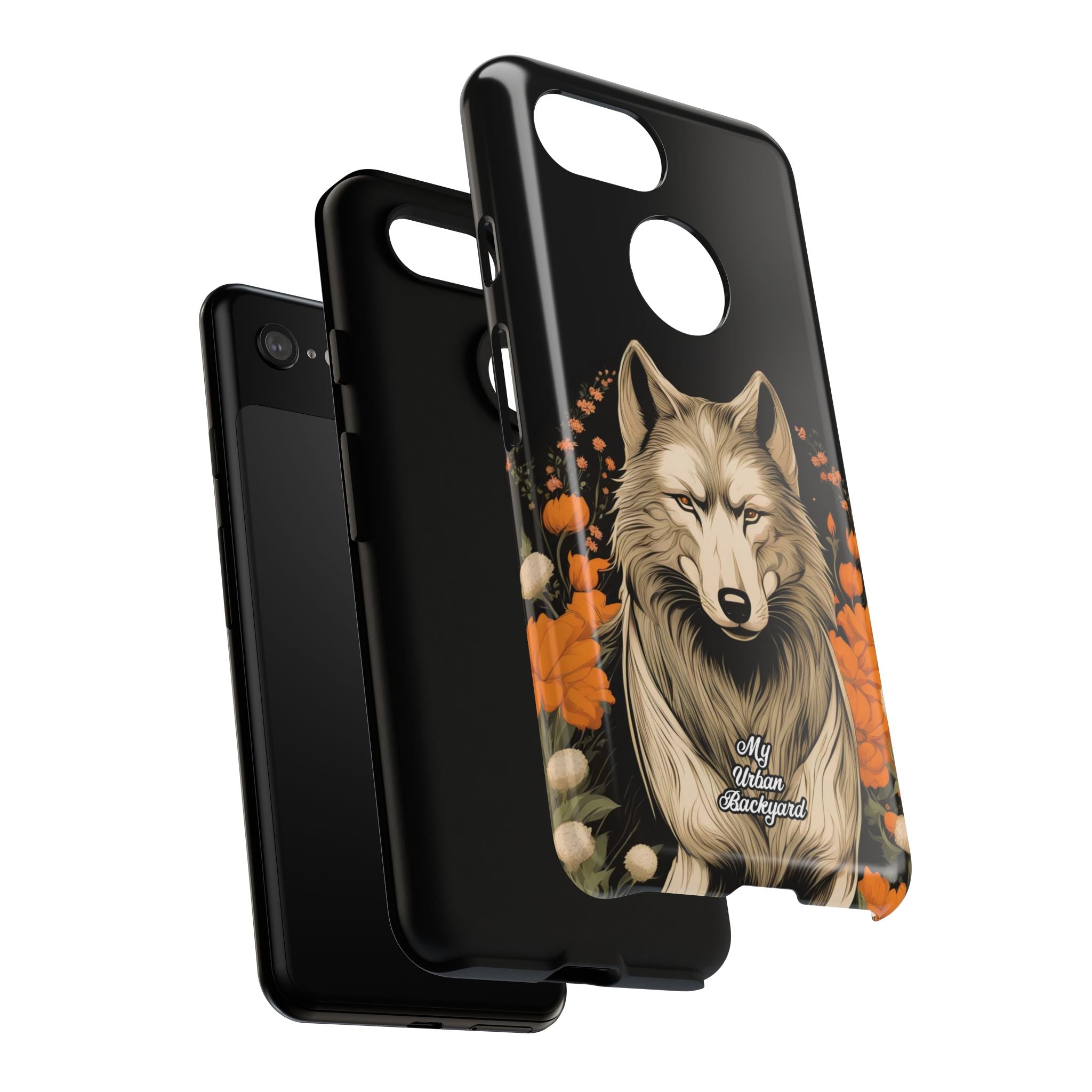 Wolf with Flowers, Animal Cell Phone Case - Apple, Samsung, Google Pixel