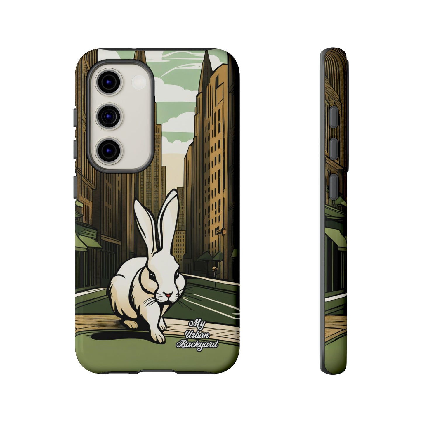 White Rabbit on a City Street, Cell Phone Case - Apple, Samsung, or Google Pixel