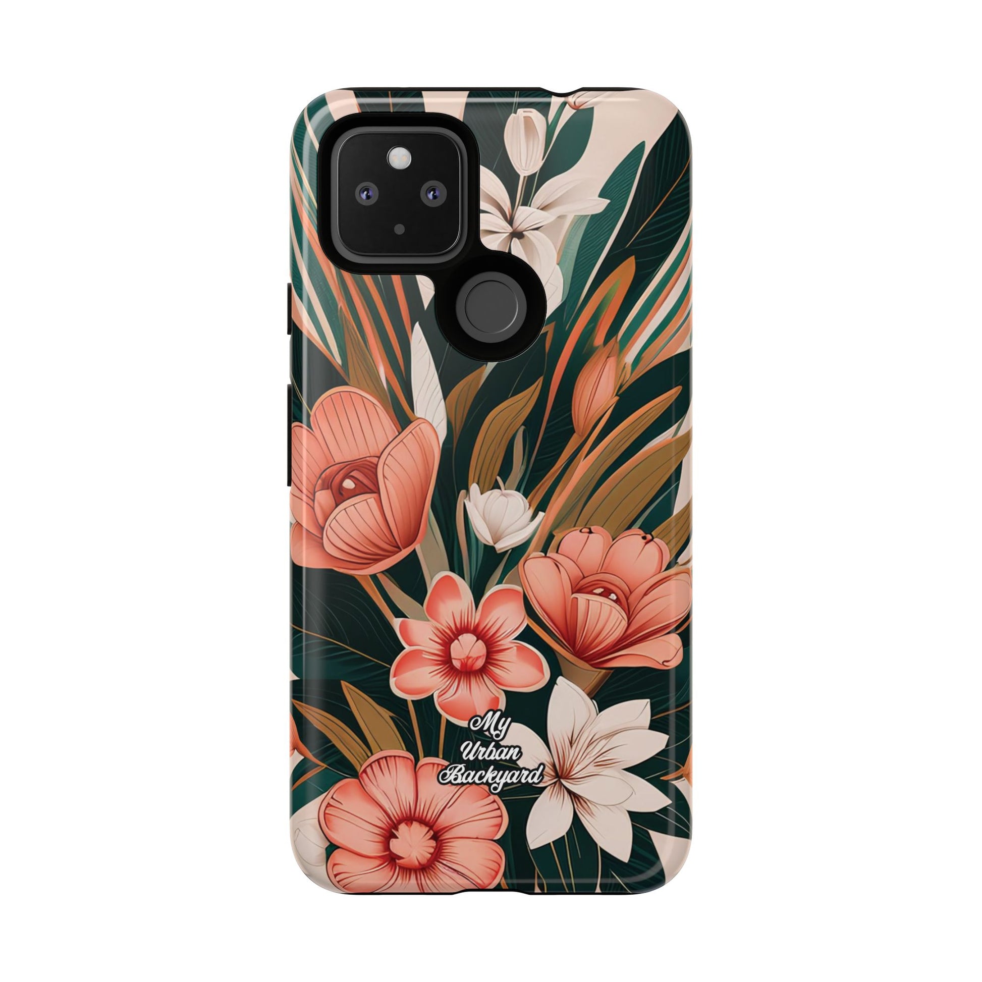 Peach Art Deco Flowers, Cell Phone Case - Apple, Samsung, Google Pixel
