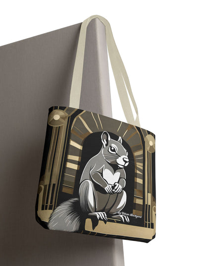 Art Deco Squirrel, Tote Bag with Cotton Handles For Everyday Use, 3 Sizes