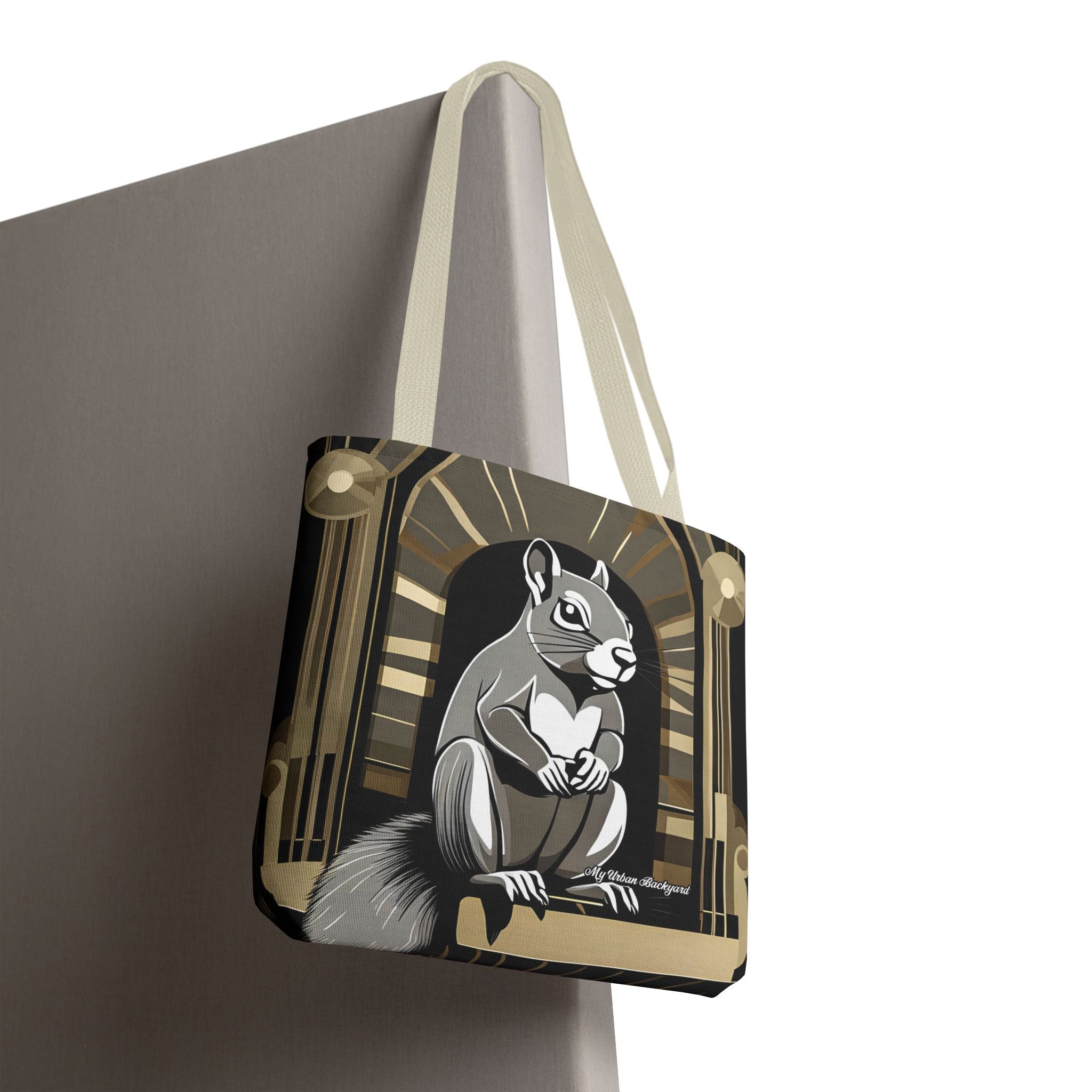 Art Deco Squirrel, Tote Bag with Cotton Handles For Everyday Use, 3 Sizes