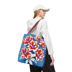 Bouquet of Red White and Blue Flowers Tote Bag with Cotton Handles For Everyday Use, 3 Sizes