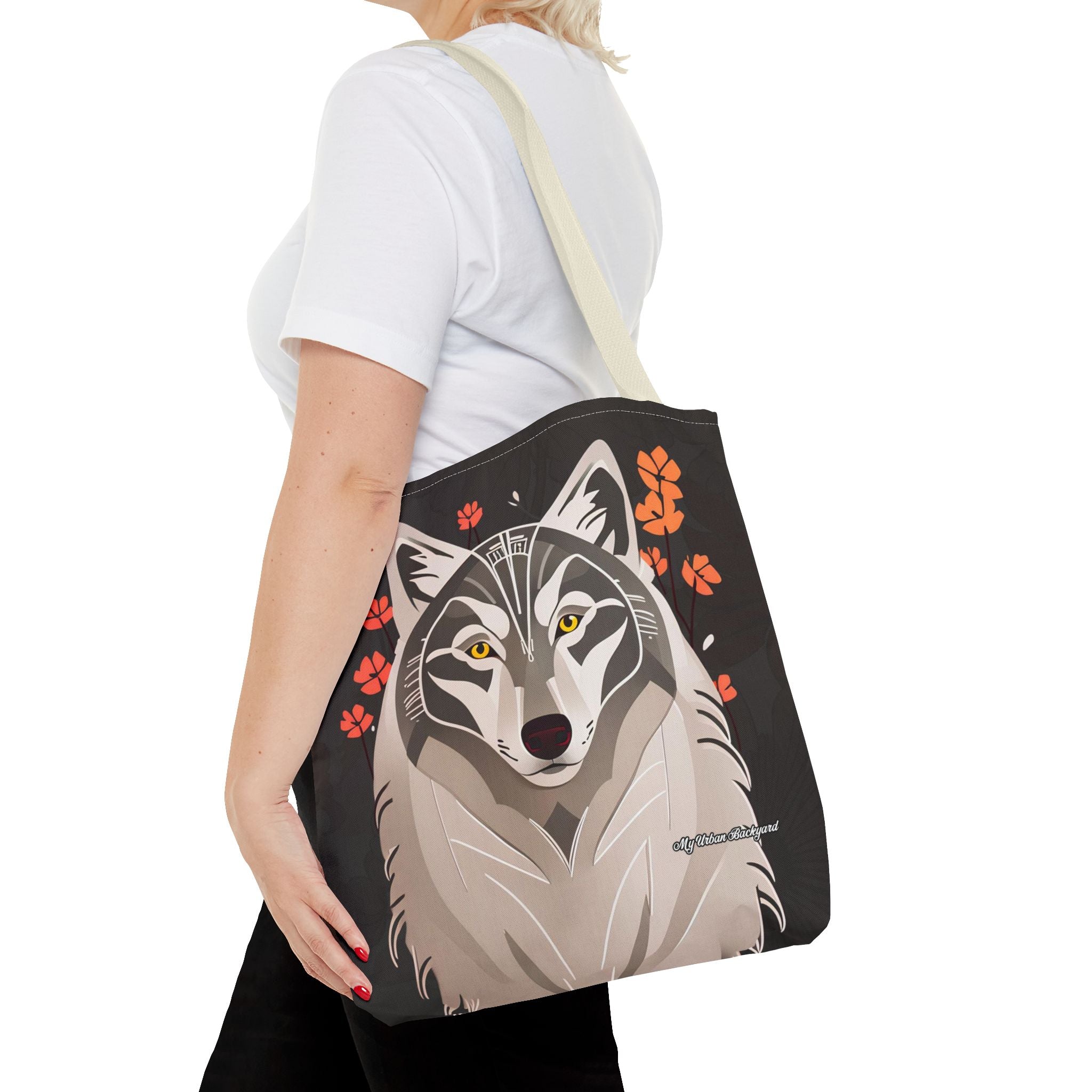 Art Deco Wolf Tote Bag with Cotton Handles For Everyday Use, 3 Sizes