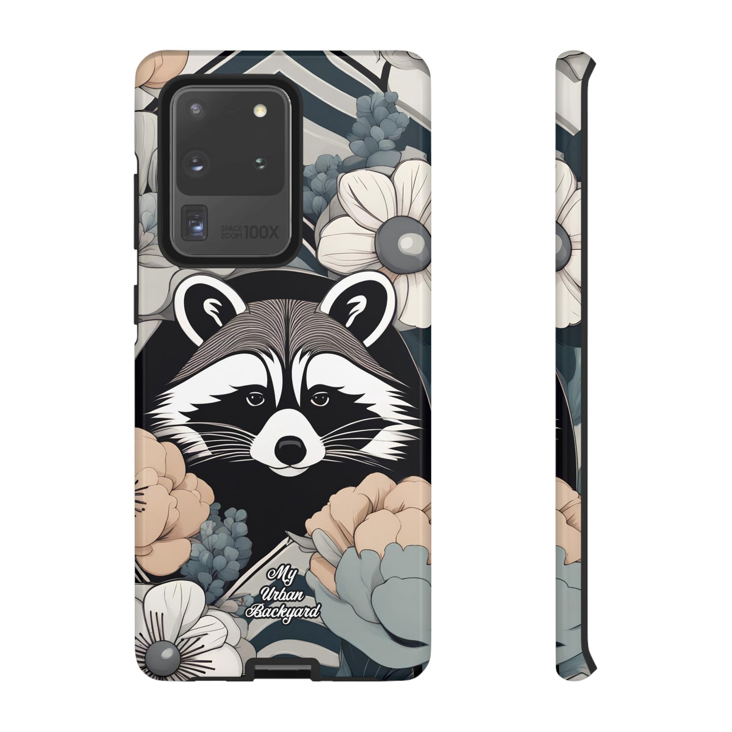 Art Deco Raccoon with Flowers, Cell Phone Case - Apple, Samsung, or Google Pixel