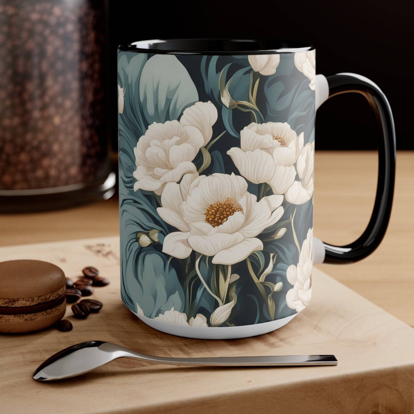 Ceramic Mug for Coffee, Tea, Hot Cocoa. Home/Office, Winter Flowers
