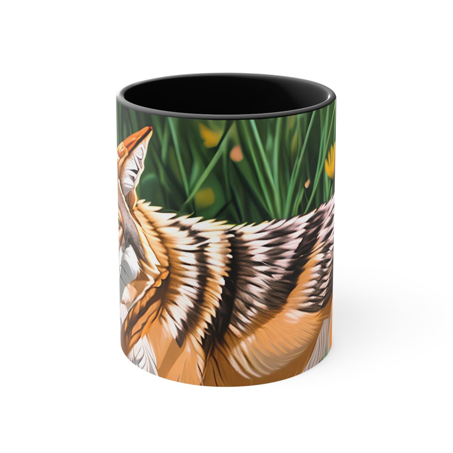 Coyote with Flowers, Ceramic Mug - Perfect for Coffee, Tea, and More!
